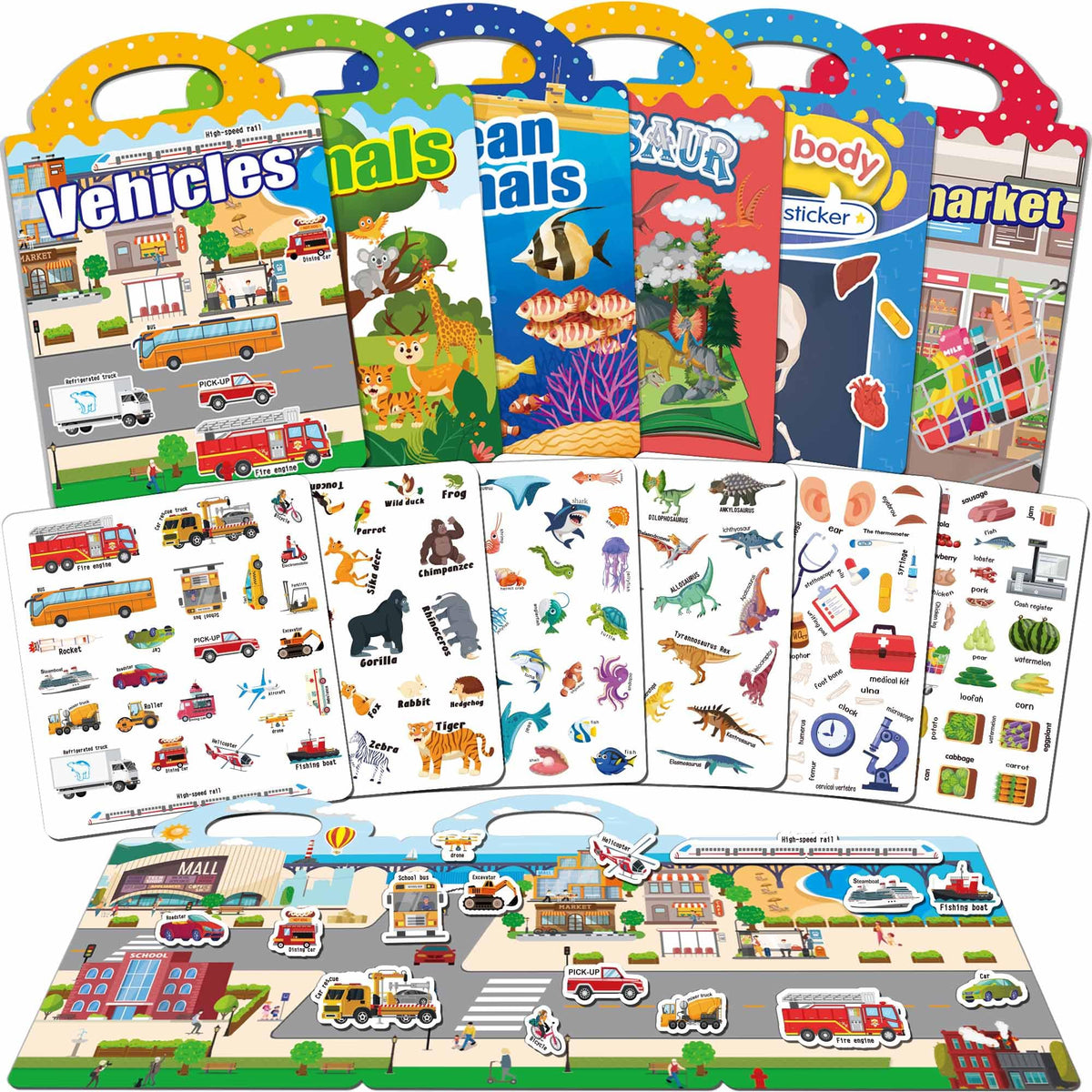 iGetooy Reusable Jelly Sticker Books for Kids (6 Sets)