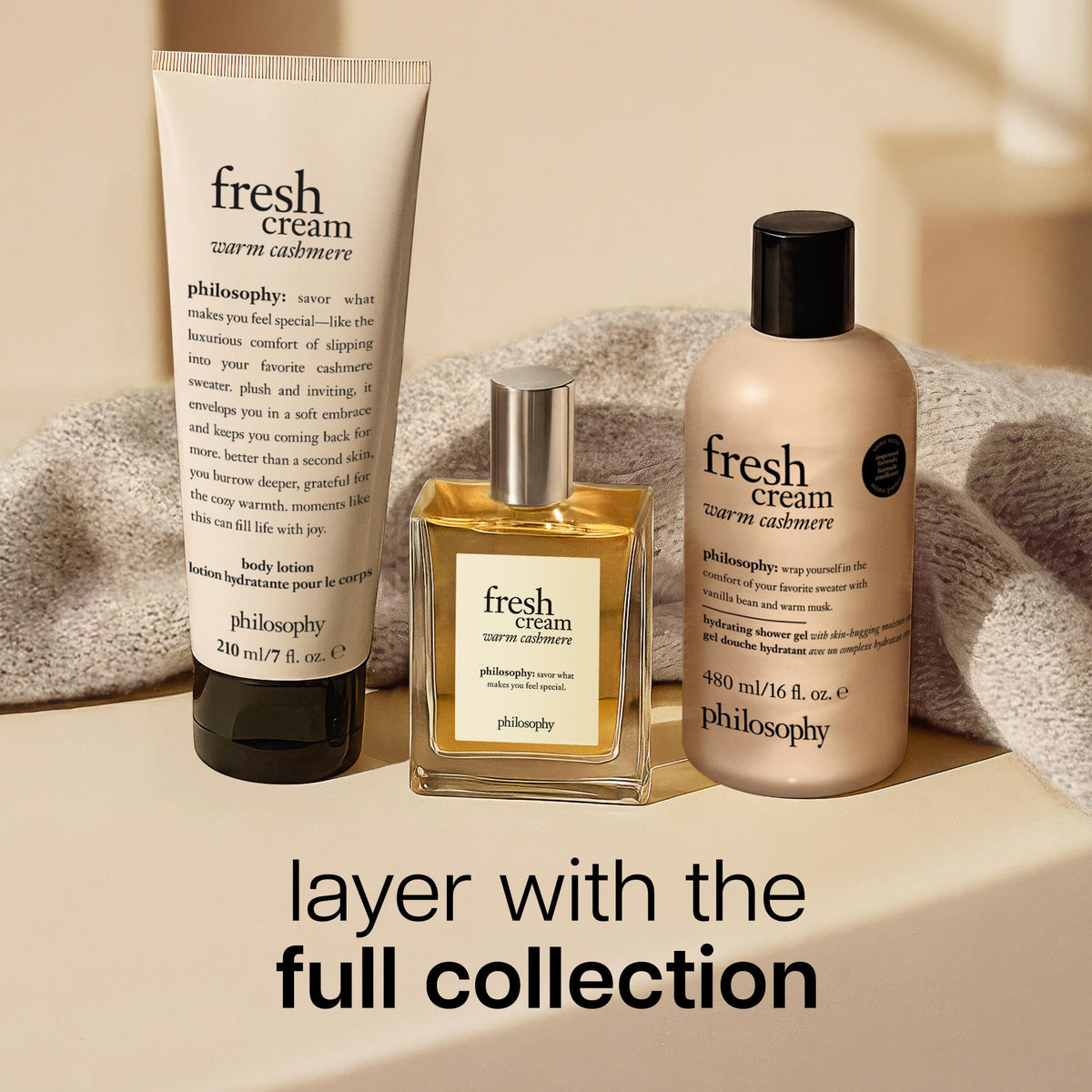 Philosophy Fresh Cream Warm Cashmere Hydrating Shower Gel, 480 mL