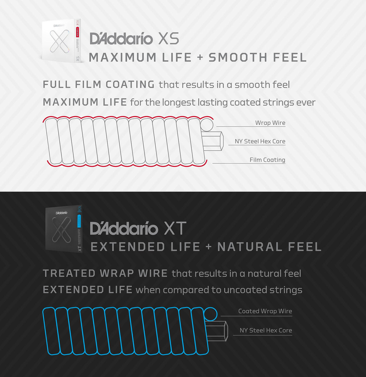 D'Addario XS Phosphor Bronze Acoustic Guitar Strings, Light 12-53