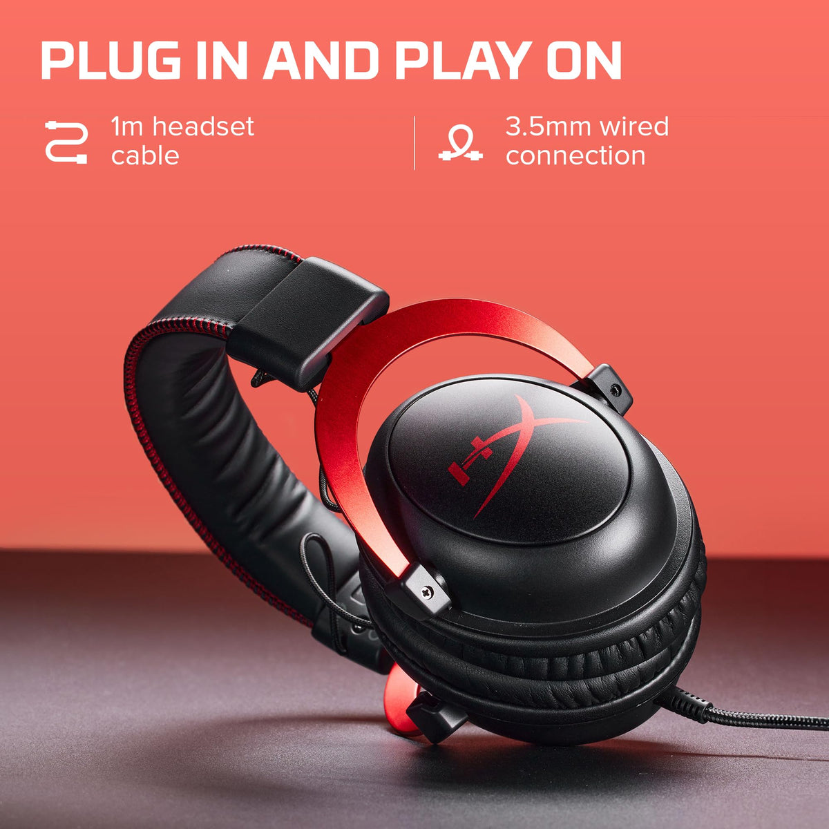 HyperX Cloud II Gaming Headset, 7.1 Surround Sound, Red