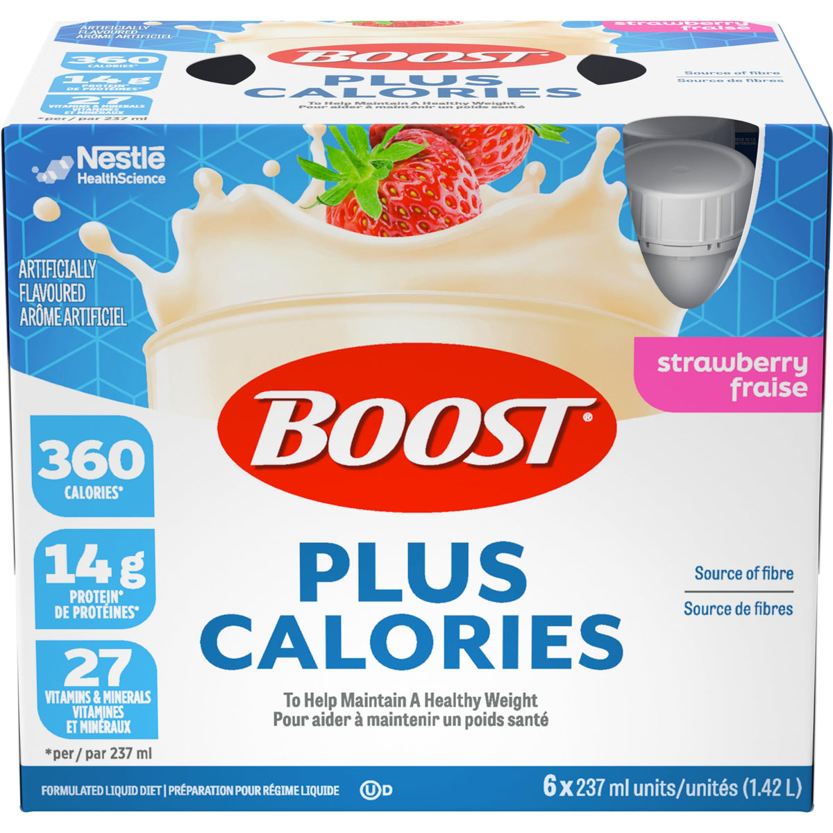 Boost Plus Complete Nutrition Drink, Strawberry, 6 x 237 mL