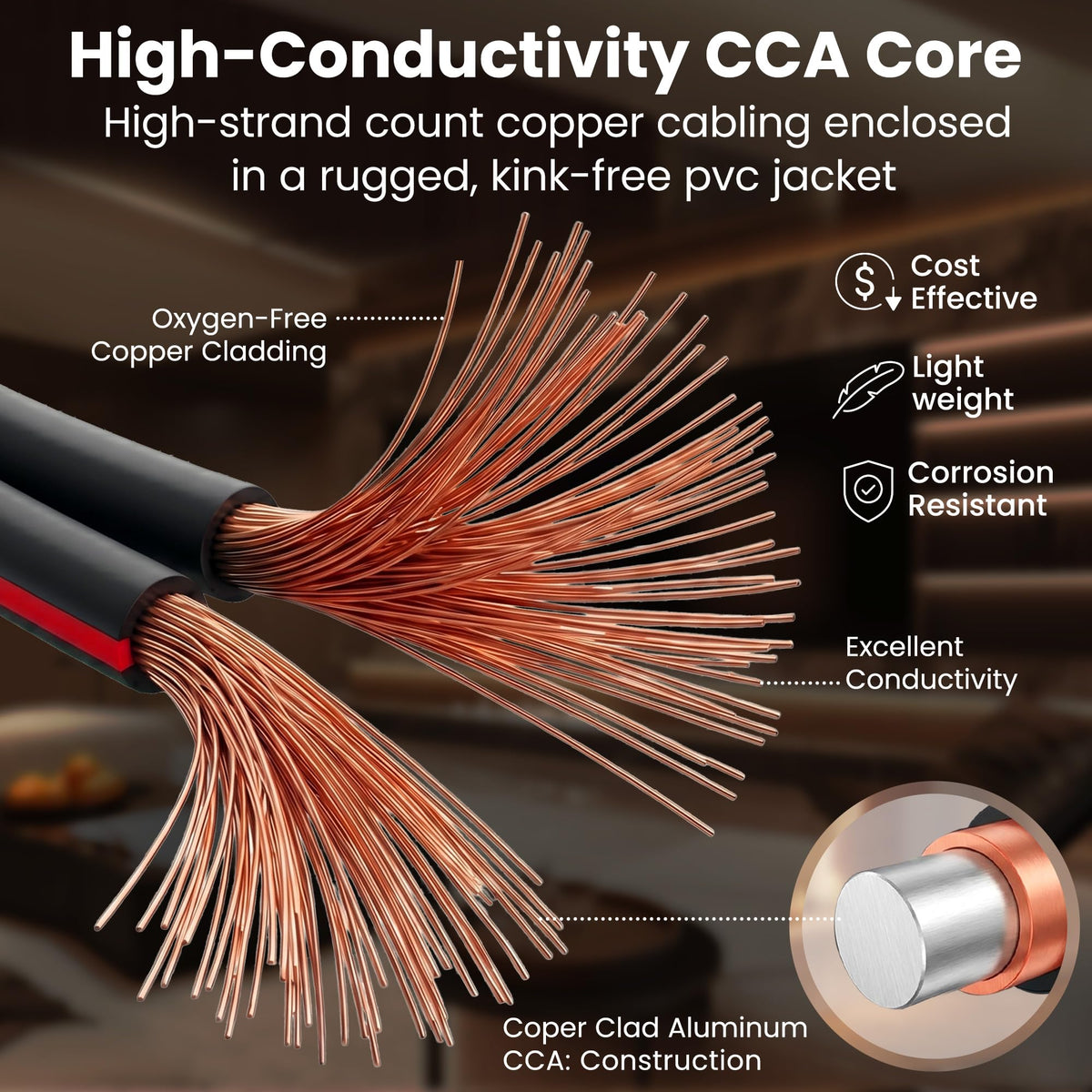 GEARit 14 Gauge Speaker Wire, 100FT, 14/2