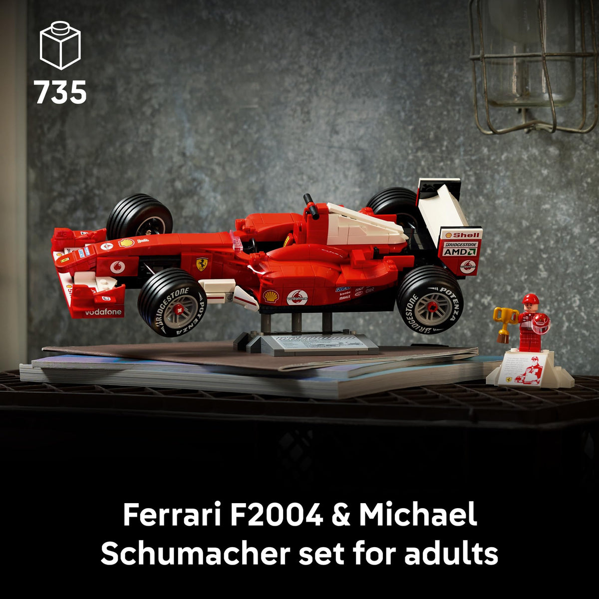 LEGO Icons Ferrari F2004 and Michael Schumacher Building Set, 11375