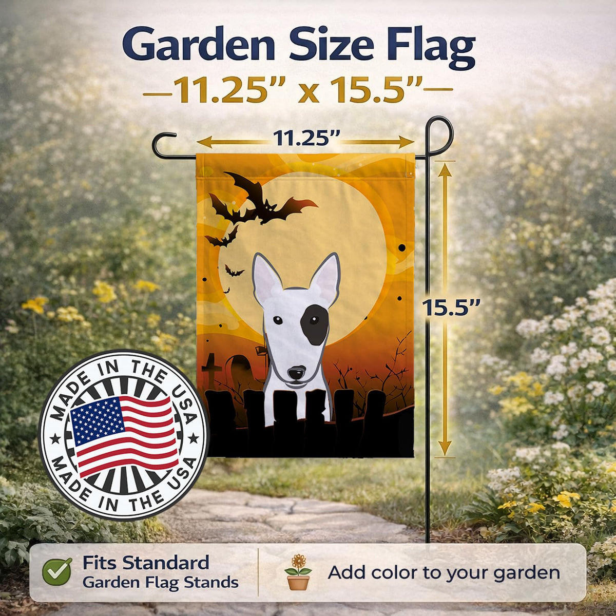 Caroline's Treasures BB1767GF Halloween Bull Terrier Garden Size Flag, Small