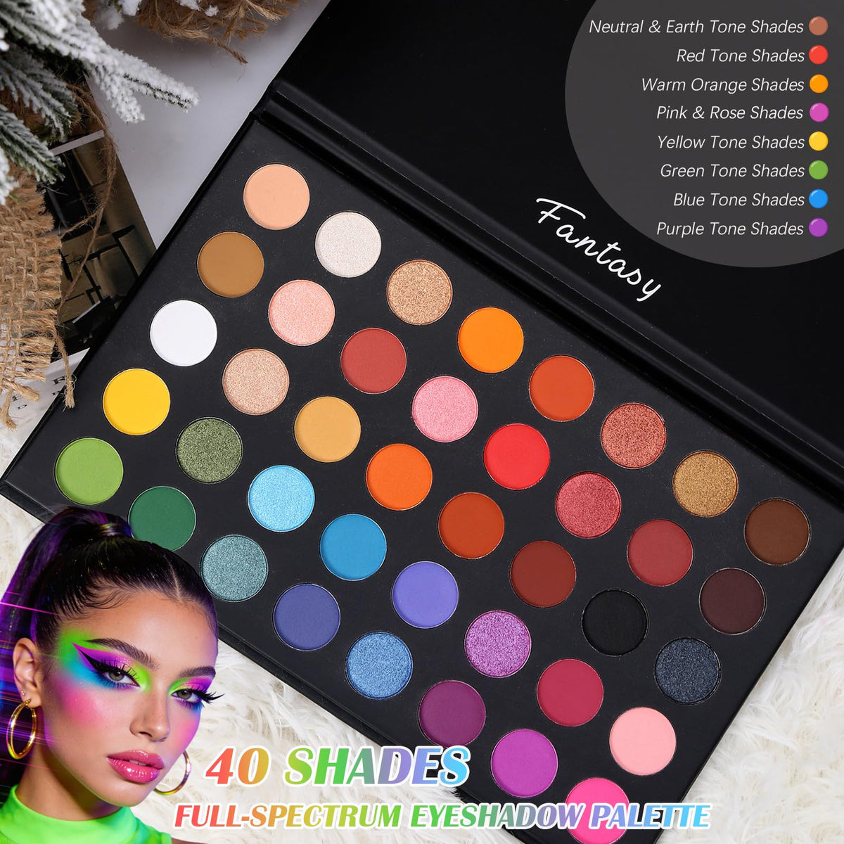 Ucanbe Highly Pigmented Eyeshadow Palette, Matte Shimmer Metallic