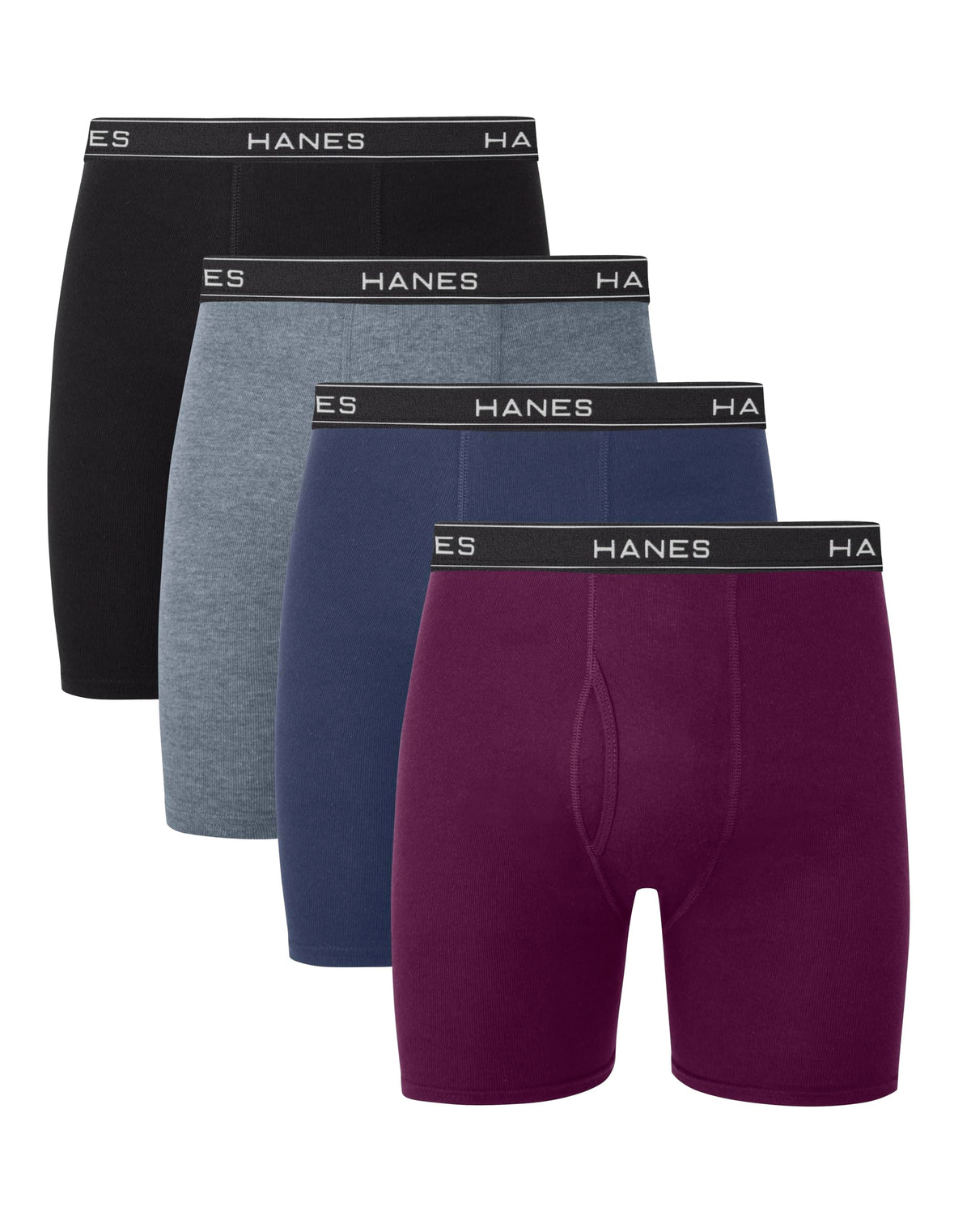 Hanes Men's Boxer Briefs, 4-Pack, Black/Grey, L