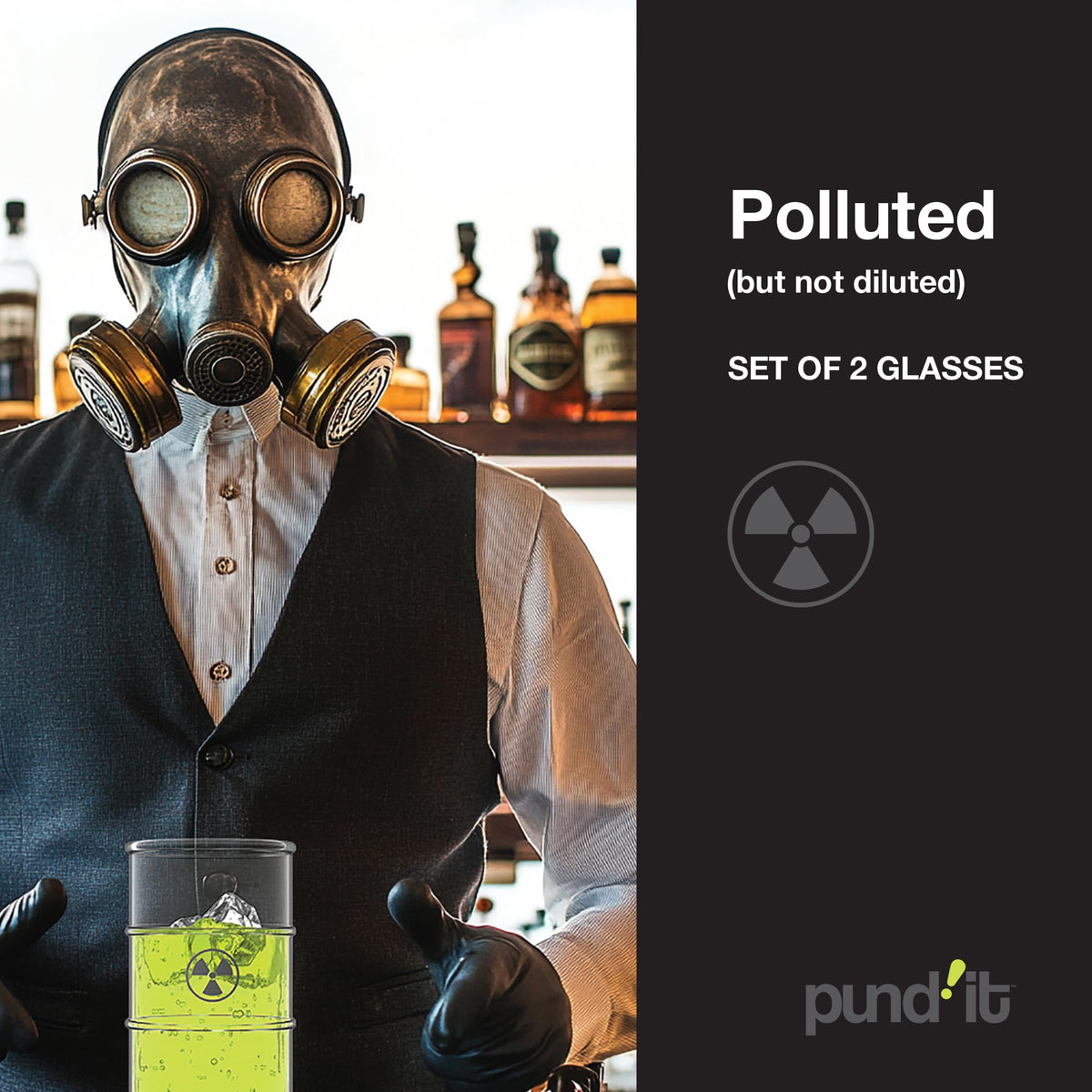 Pund'it Polluted Shatter Resistant Drink Glasses, Set of 2, 16oz