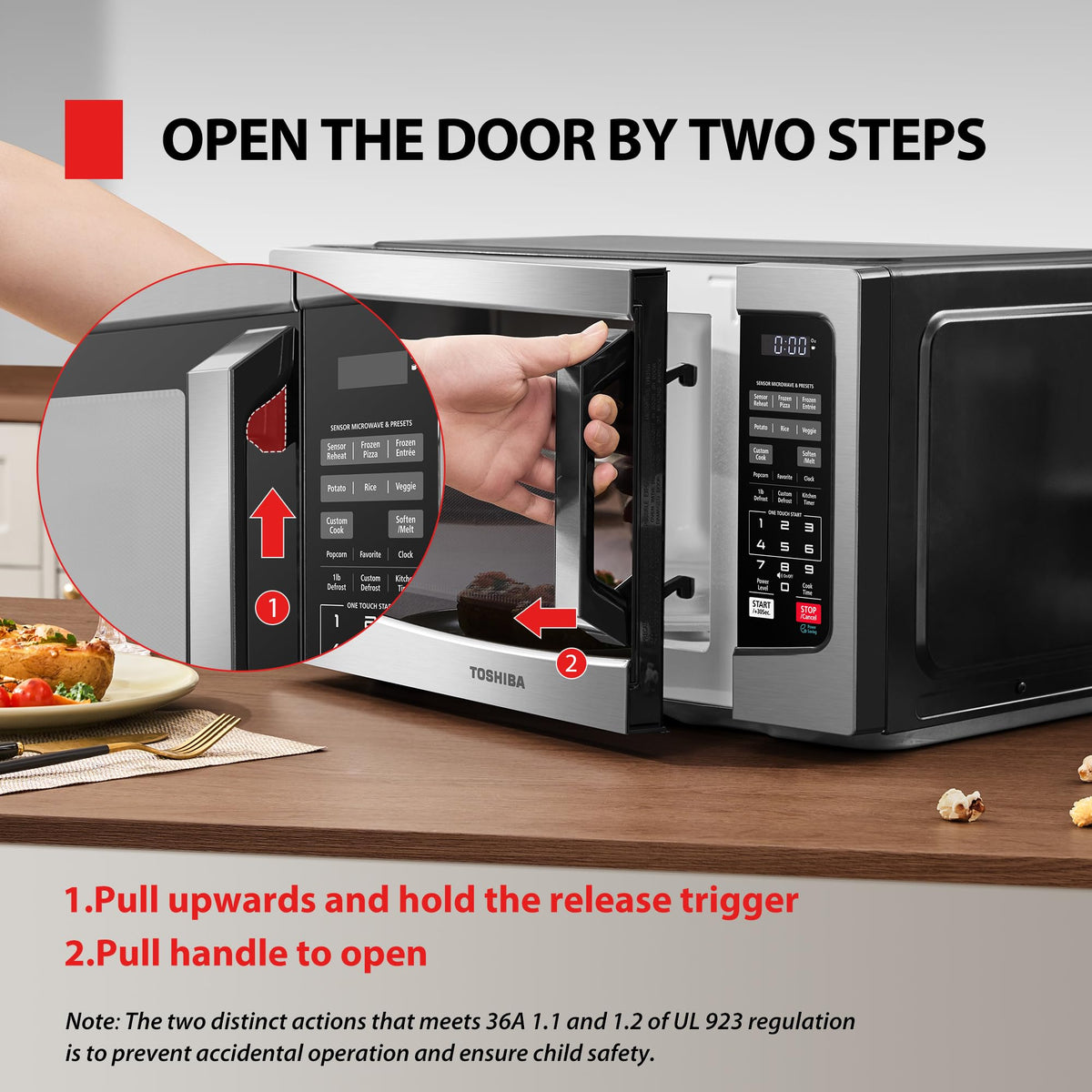 Toshiba ML-EM31P(SS)/CA Microwave Oven, 1.2 Cu. Ft, Stainless Steel