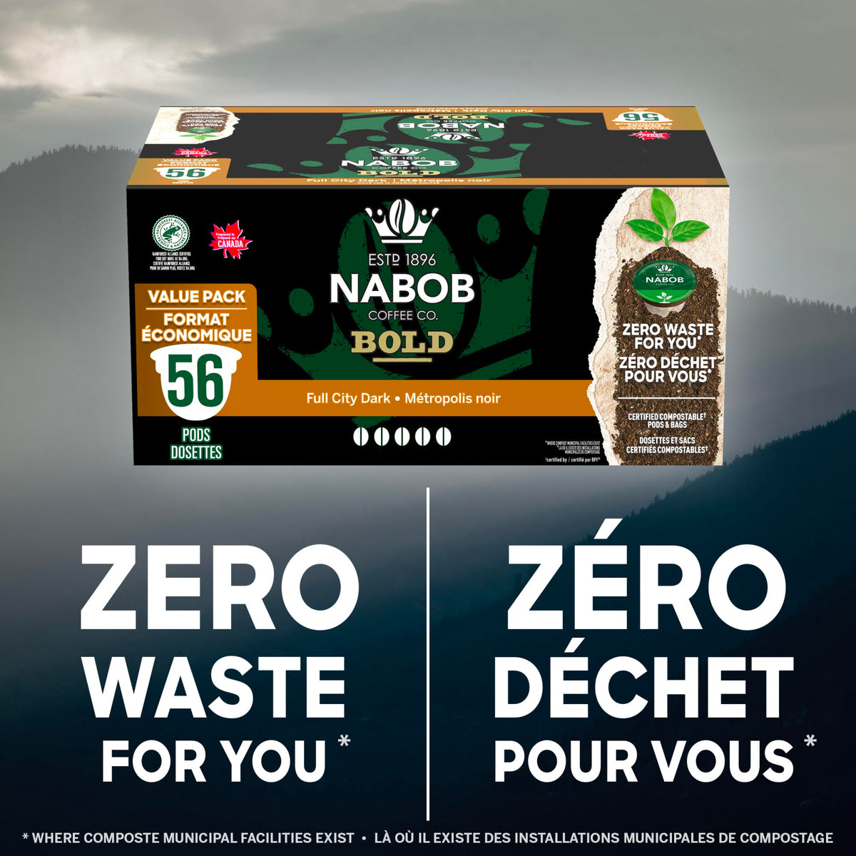 Nabob Bold Full City Dark 100% Compostable Pods, 56 Pods