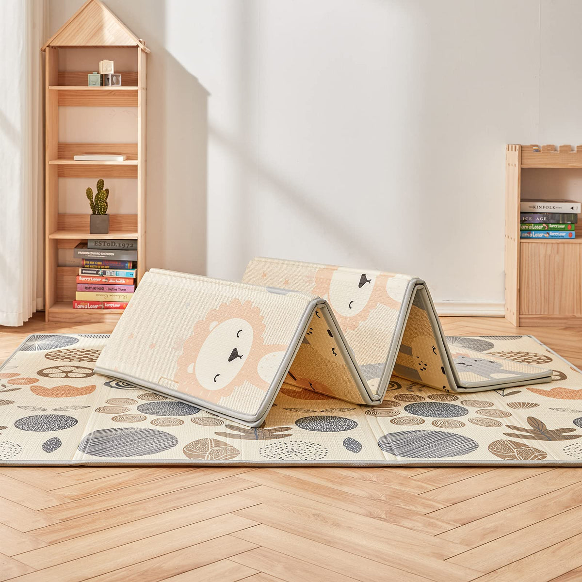mloong Reversible Folding Baby Play Mat, 71" x 59", Star