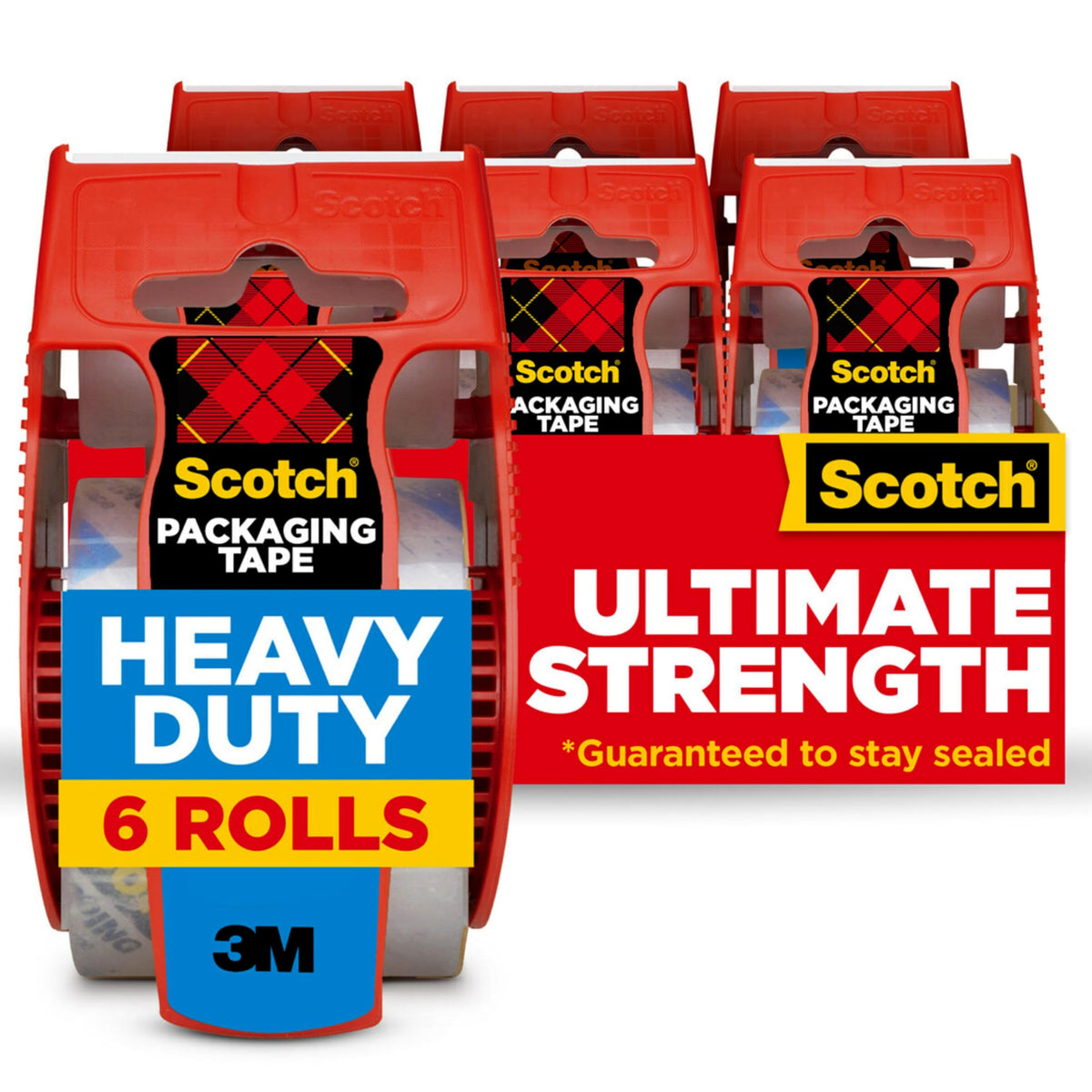 Scotch Heavy Duty Packaging Tape, 1.88 Inches x 800 Inches, 6 Rolls