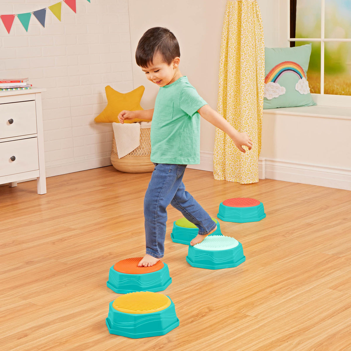 B. toys Balance Beam, Interlocking Sensory 13-Piece Set, Classic