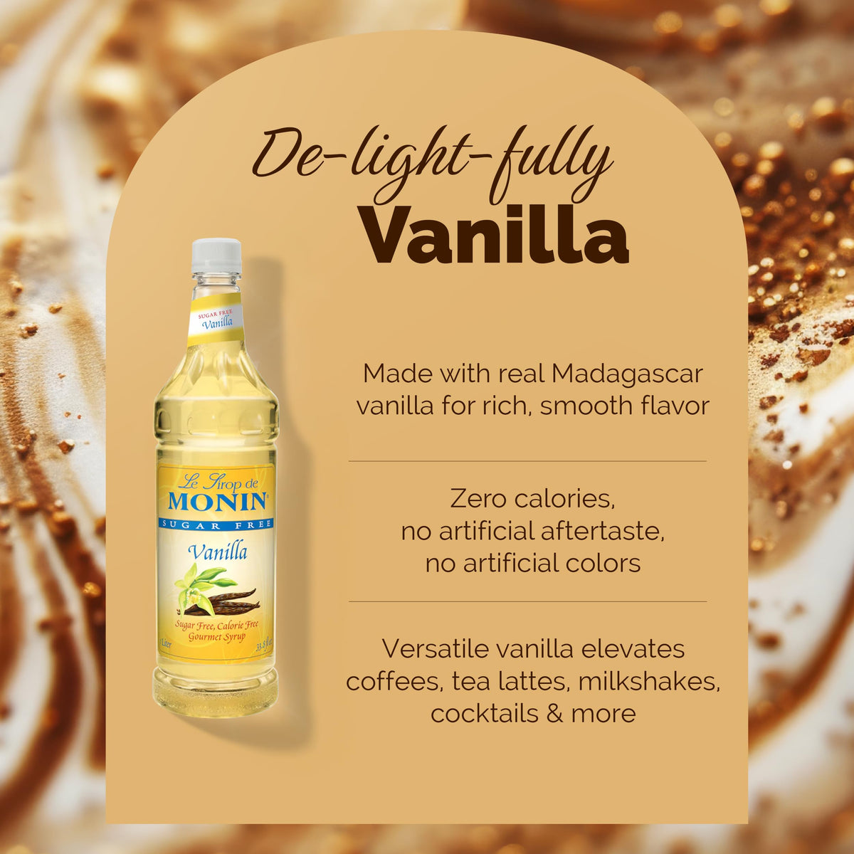 Monin Sugar Free Vanilla Syrup, 33.8 fl oz