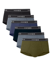 Hanes Men's Exposed Waistband Mid-Rise Briefs, 6 Pack, White/Black, S