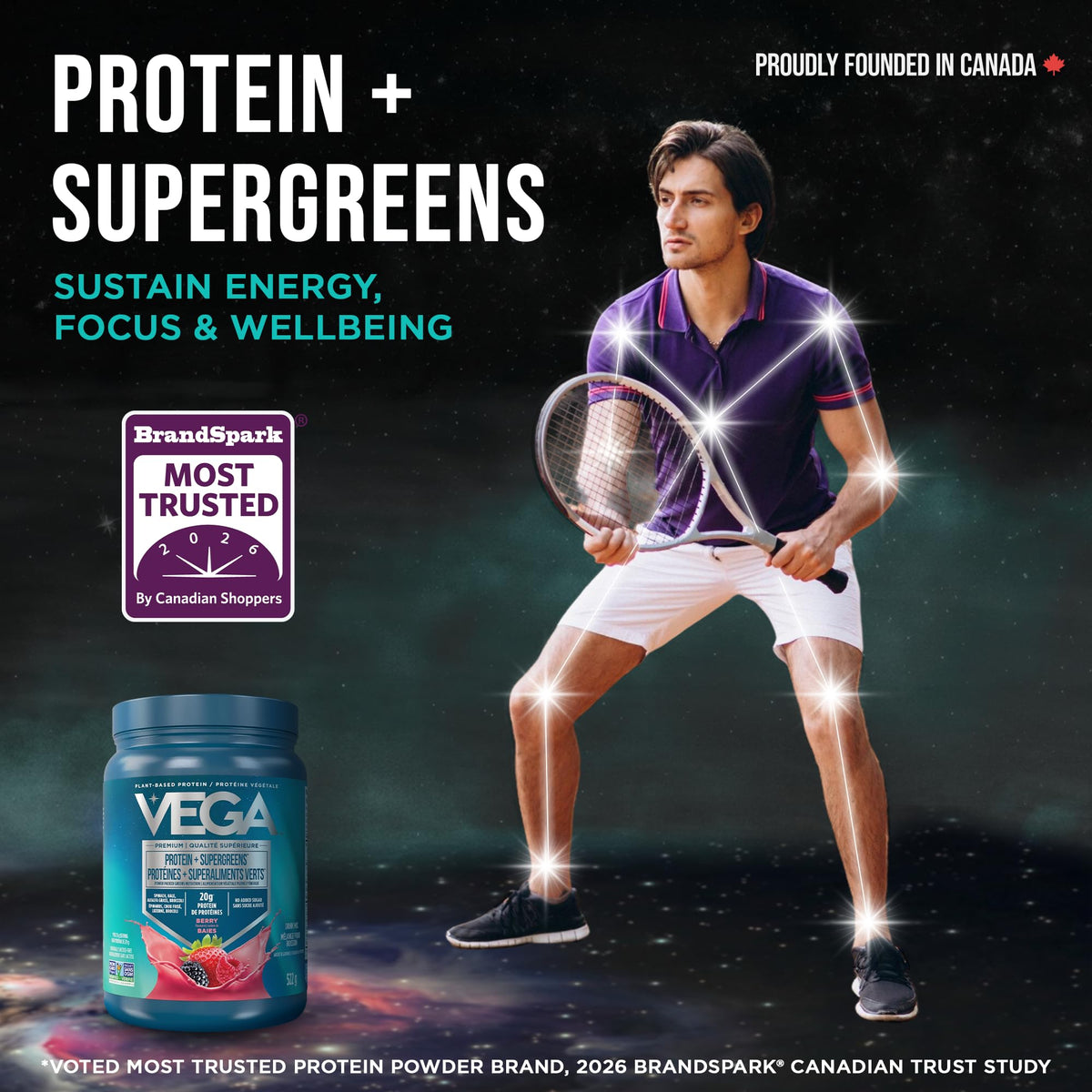 Vega Protein + Supergreens Plant-Based Protein Powder, Berry, 522 g