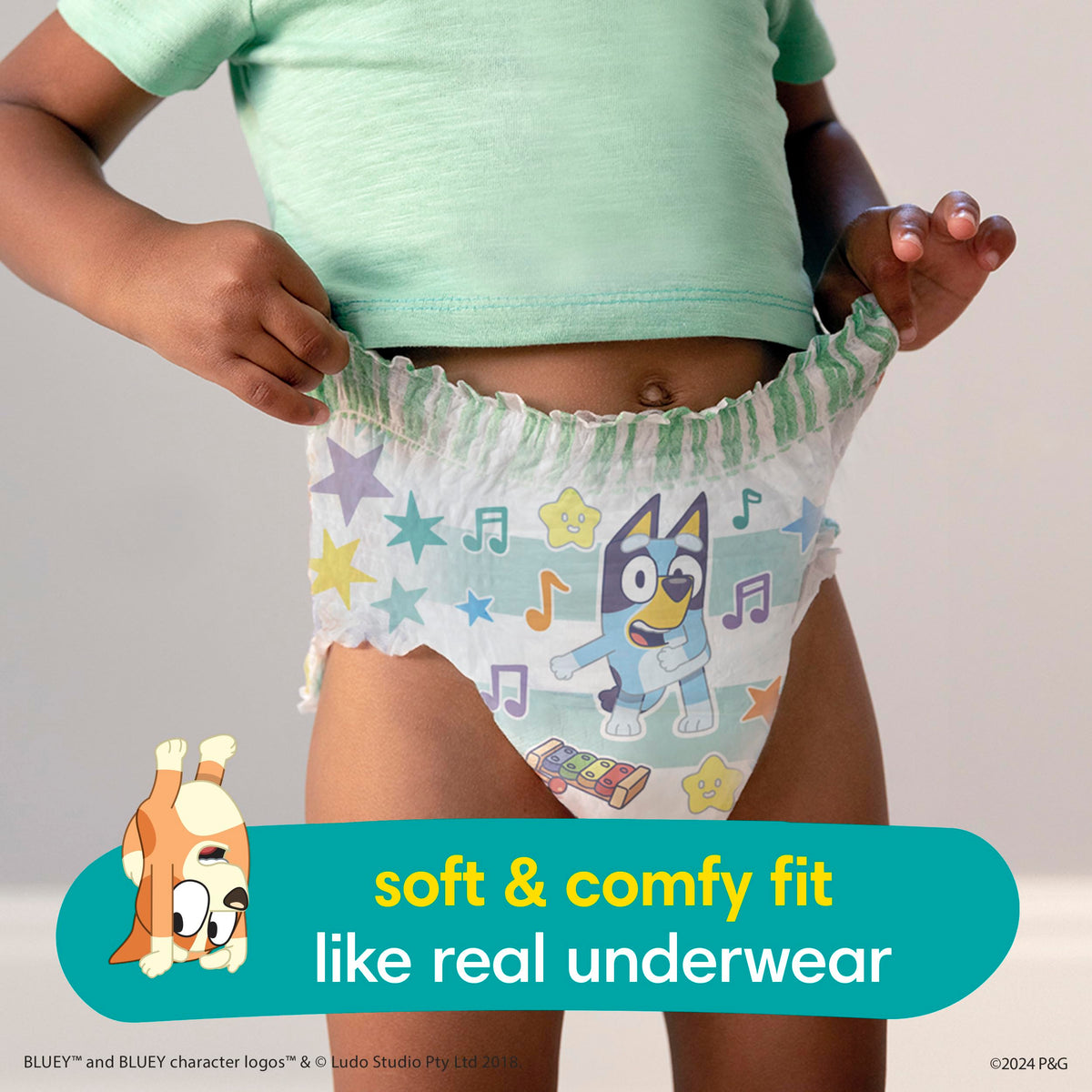 Pampers Easy Ups Bluey Training Pants, Size 7 (5T-6T), 70 Count