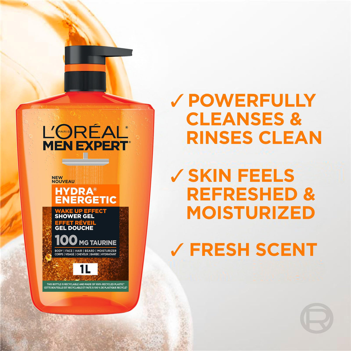 L'Oréal Paris Men Expert Hydra Energetic Shower Gel, 1 L