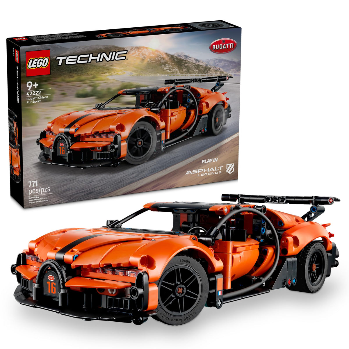 LEGO Technic Bugatti Chiron Pur Sport Hypercar Set, 42222