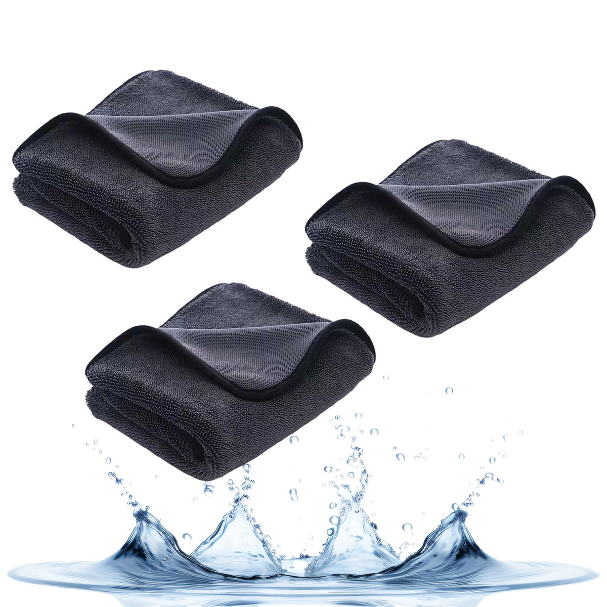 JJundiles Microfibre Shower & Car Cleaning Cloths, 40 x 40 cm, 3-Pack