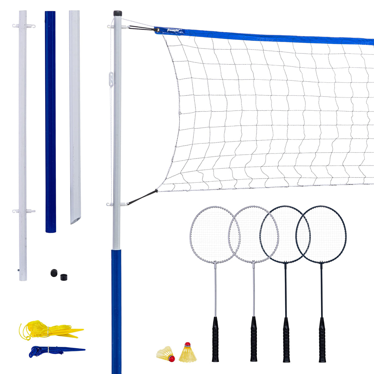 Franklin Sports Badminton Set with Net and 4 Racquets