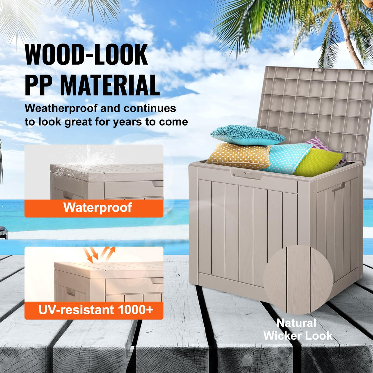 VEVOR Outdoor Resin Deck Storage Box, 31 Gallon