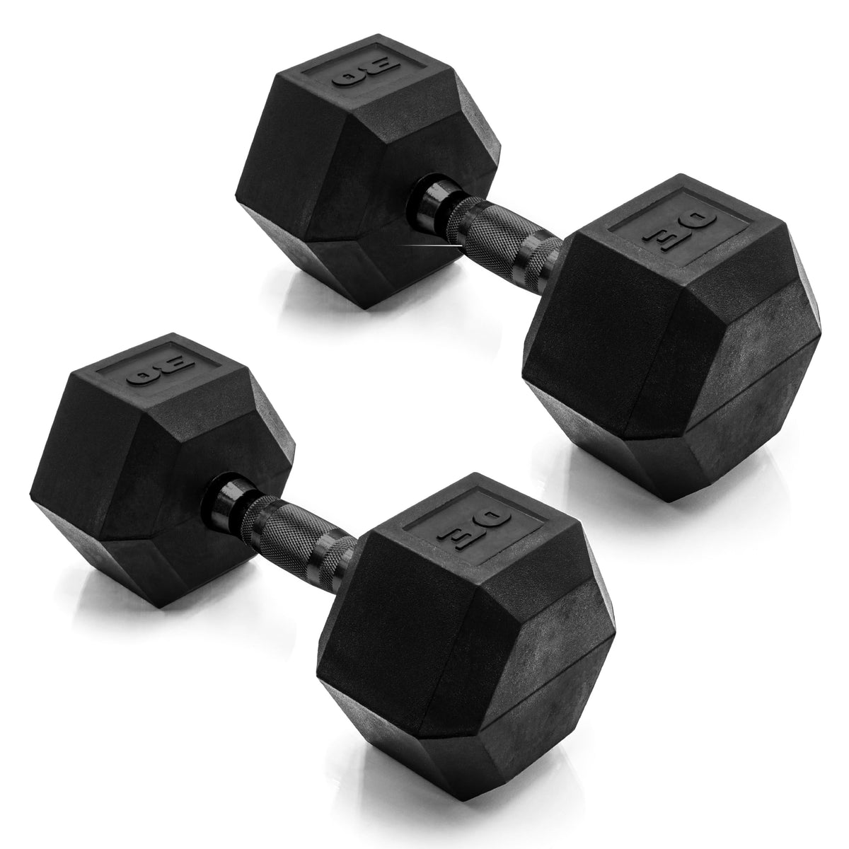 CAP Barbell 30 LB Coated Hex Dumbbell Pair, Black Handle
