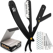 Utopia Care Barber Straight Edge Razor, 100-Pack Blades, Black