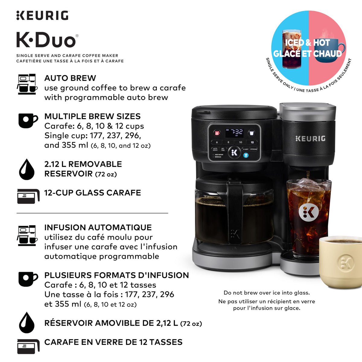 Keurig K-Duo Single Serve K-Cup Pod and Carafe Coffee Maker, Black