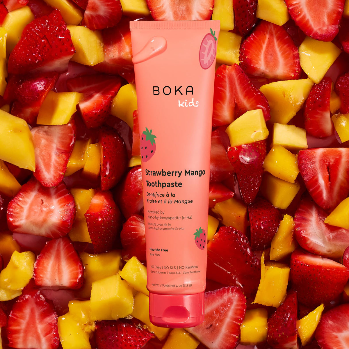 Boka Kids' Training Toothpaste, Strawberry Mango, 113 g