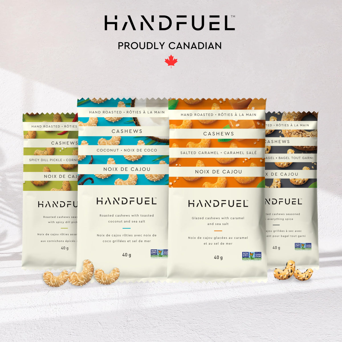 Handfuel Variety Flavoured Cashews, 12 Pack (3 x 40 g Each)