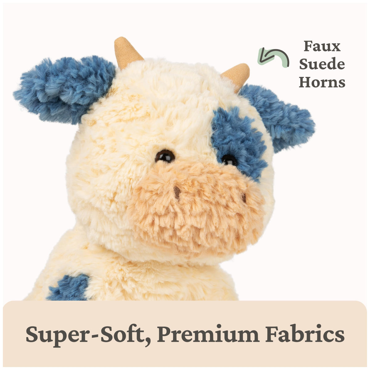 GUND Cozys Collection Cow Plush, Cream/Blue, 10"