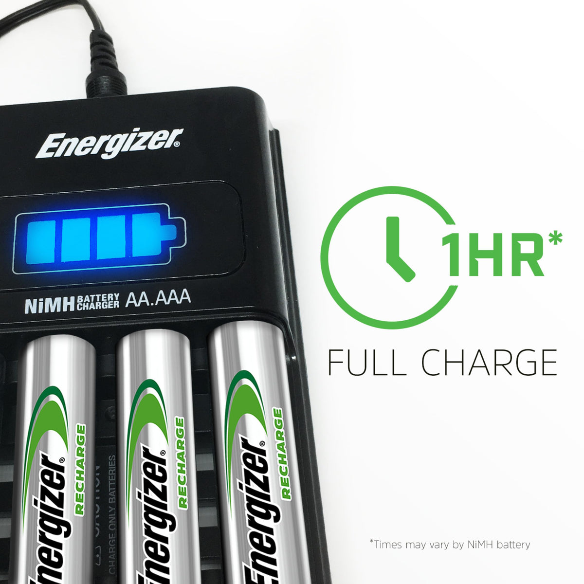 Energizer Rechargeable Battery Charger for AA, AAA, C, D and 9V