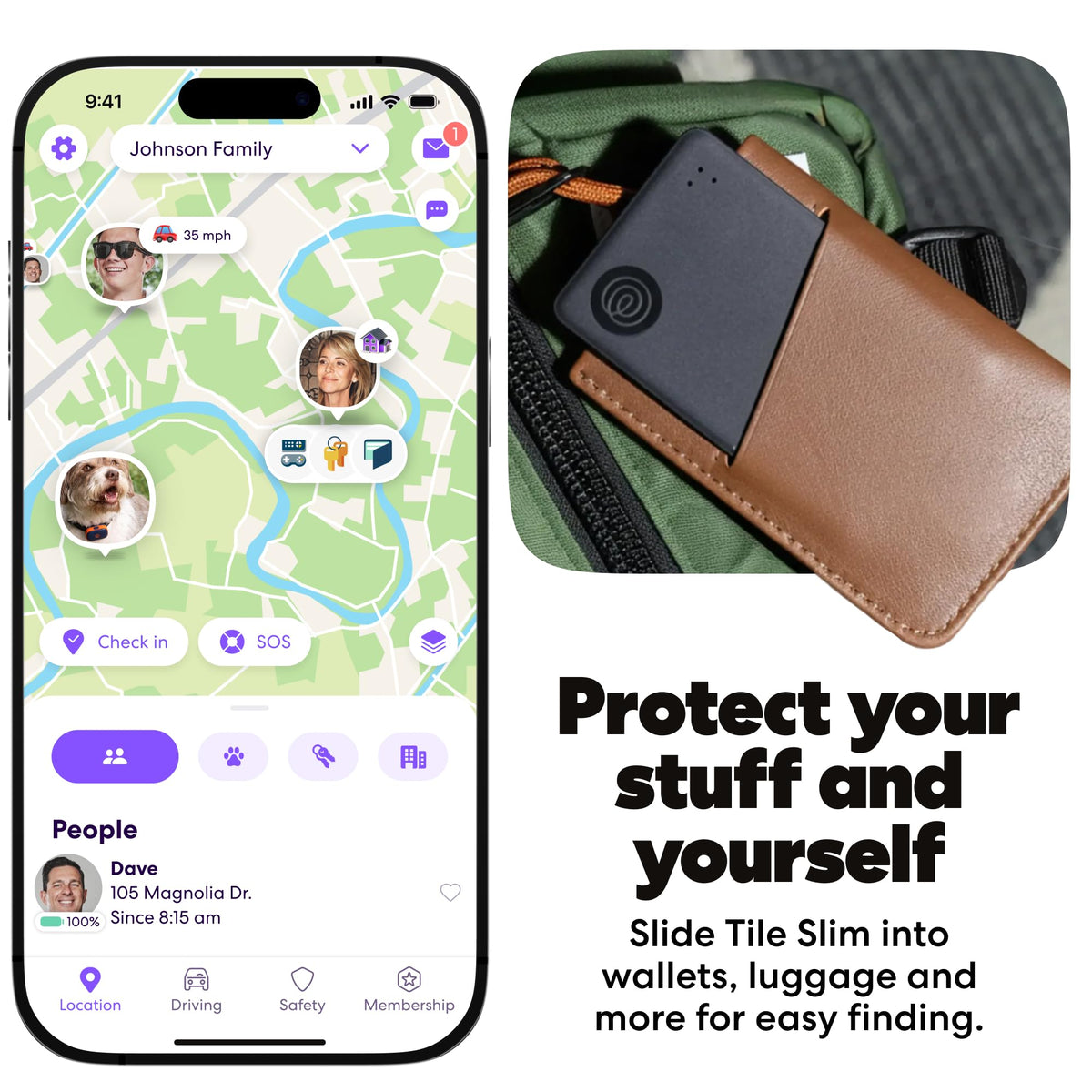 Life360 Tile Slim Wallet Finder Bluetooth Tracker, 1-Pack, Black