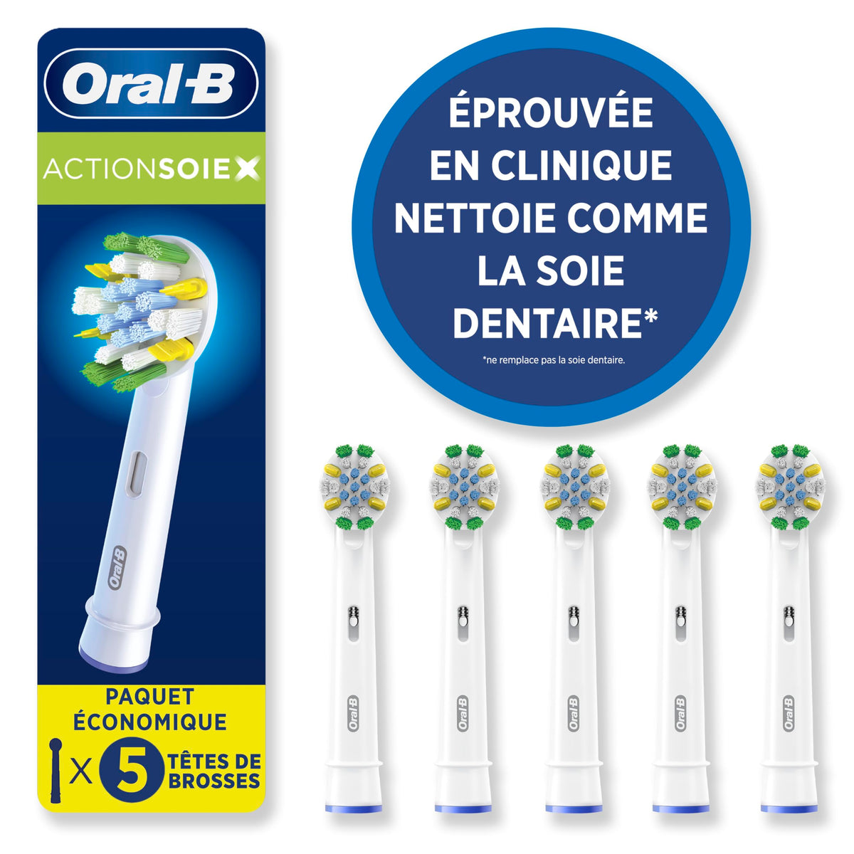 Oral-B FlossAction XFilaments Replacement Brush Heads, White, 5 Count