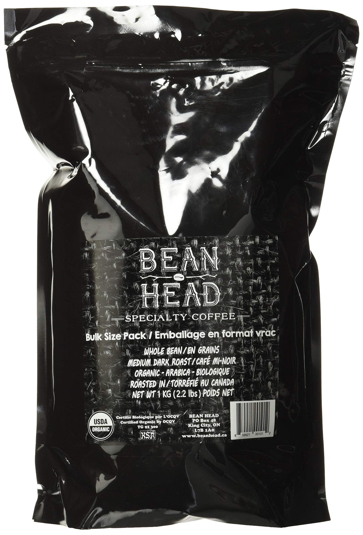 Bean Head Specialty Grade Organic Coffee, Whole Bean, 1 kg