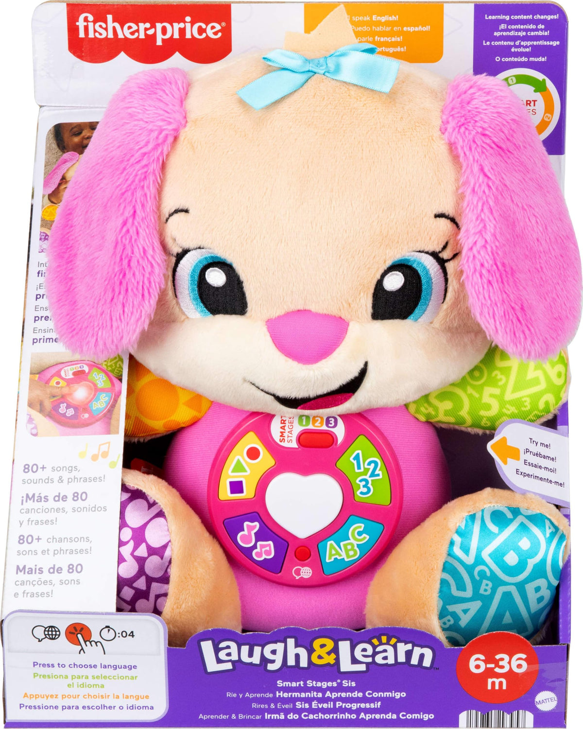 Fisher-Price Laugh & Learn Smart Stages Sis Musical Plush, 6+ Months