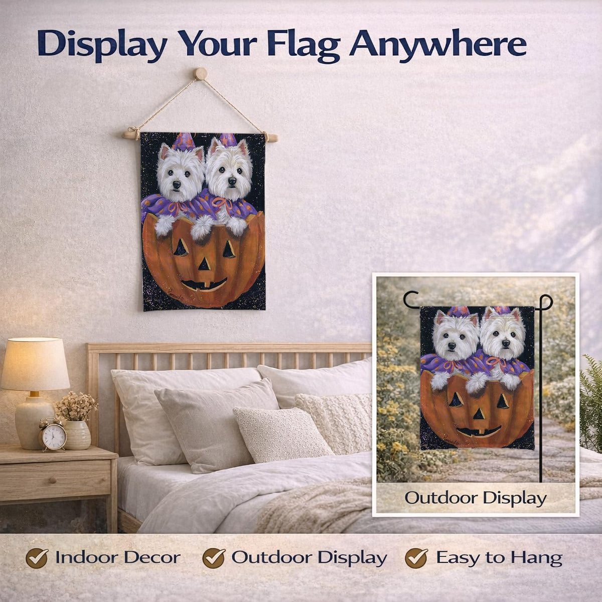 Caroline's Treasures PPP3205GF Westie Halloween Pumpkin Ride Flag Garden Size