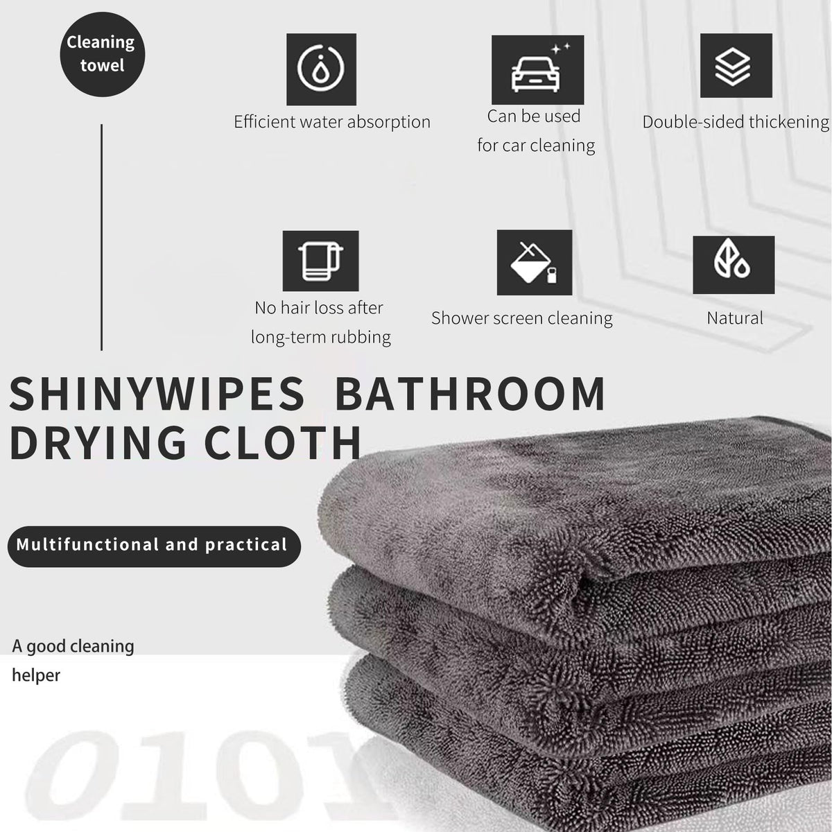 JJundiles Microfibre Shower & Car Cleaning Cloths, 40 x 40 cm, 3-Pack