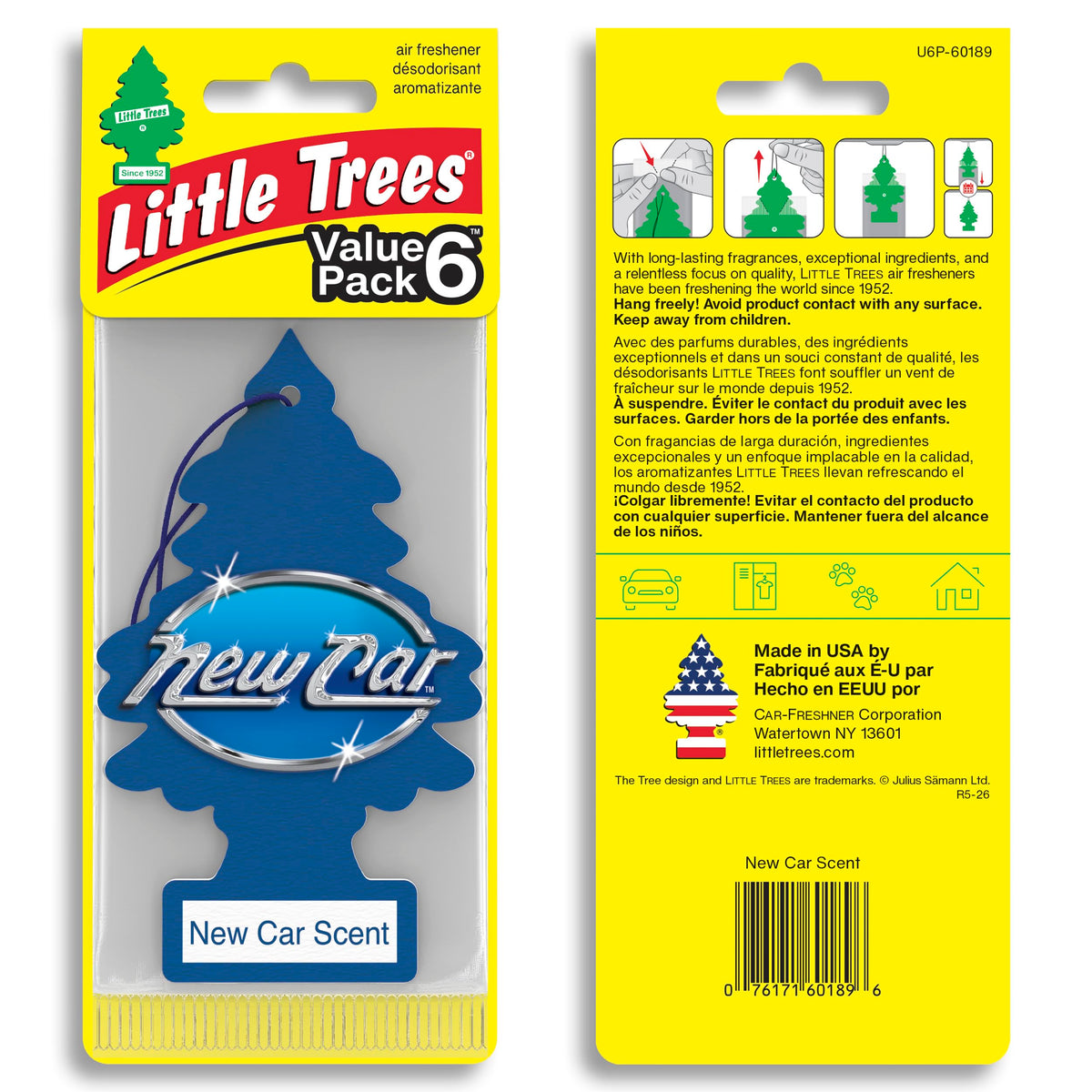 Little Trees Hanging Car Air Fresheners, New Car Scent, 24 Pack