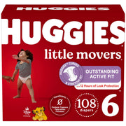 Huggies Little Movers Diapers, Size 6, 108 Count