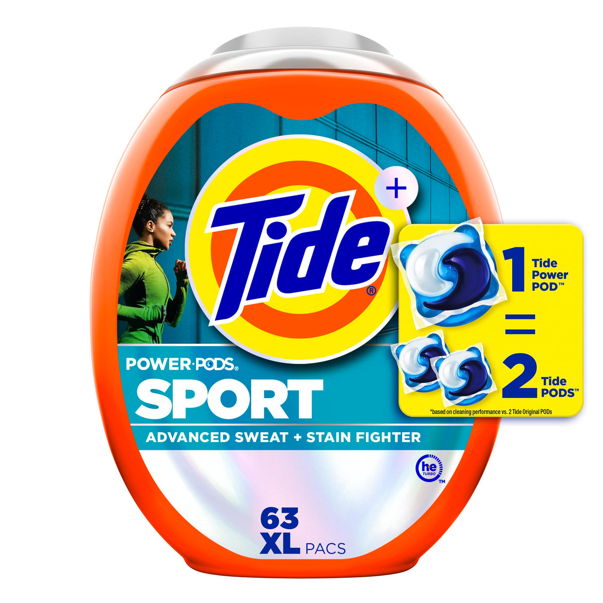 Tide Power Pods Sport Laundry Detergent Pacs, 63 Count