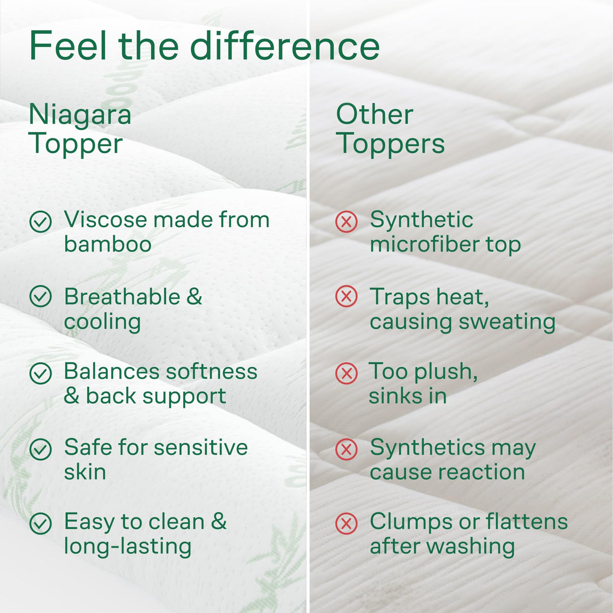 Bamboo Mattress Topper, Queen, Green