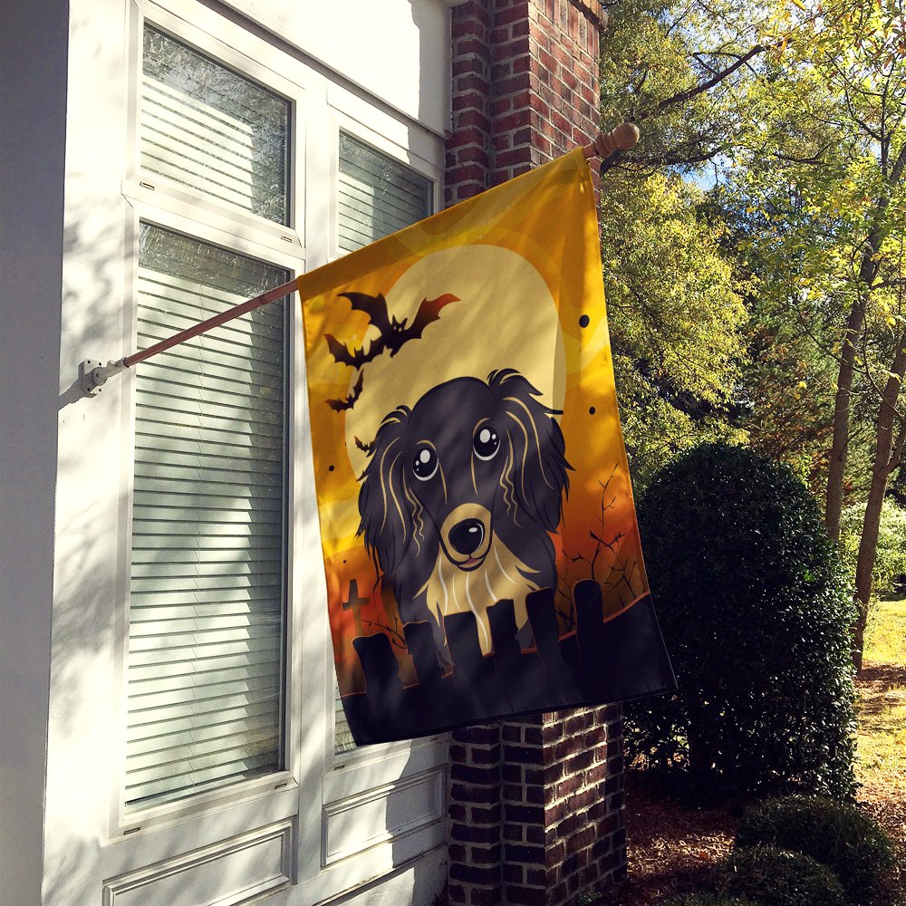 Caroline's Treasures BB1771CHF Longhair Black & Tan Dachshund Flag