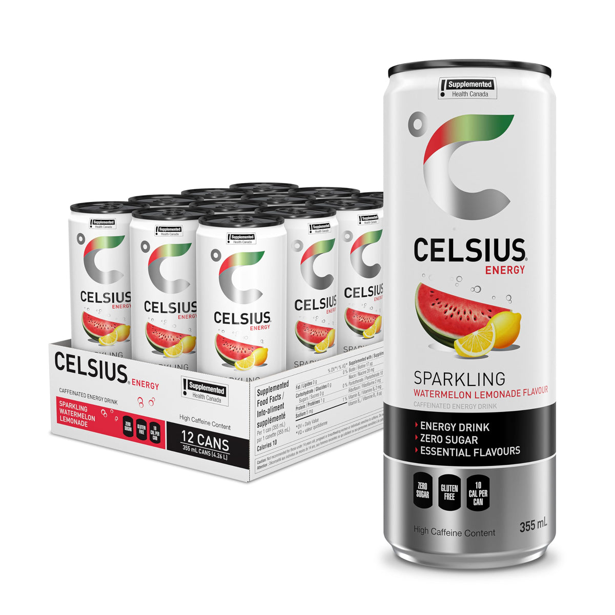 CELSIUS Sparkling Watermelon Lemonade Energy Drink, 12 x 355 ml