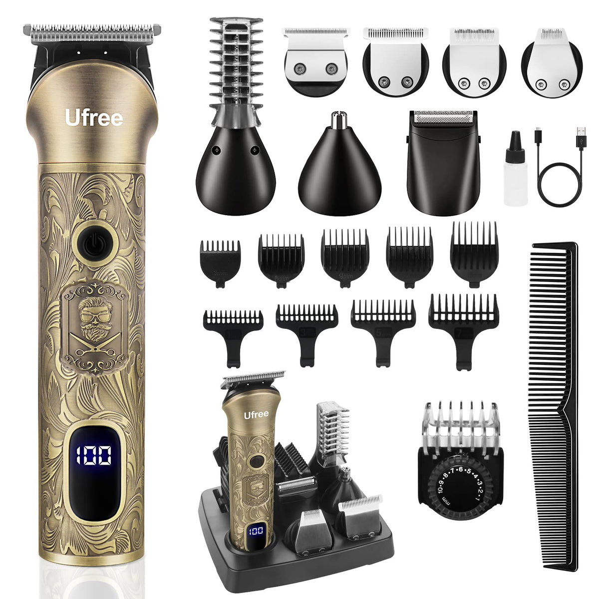 Ufree Cordless Beard Trimmer and Grooming Kit for Men