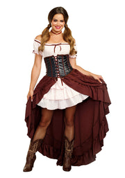 Dreamgirl Women's Saloon Girl Costume, Brown, Medium