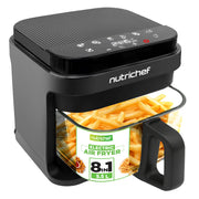 Nutrichef Air Fryer, 8 Preset Cook Modes, Black, 5.8 Quart