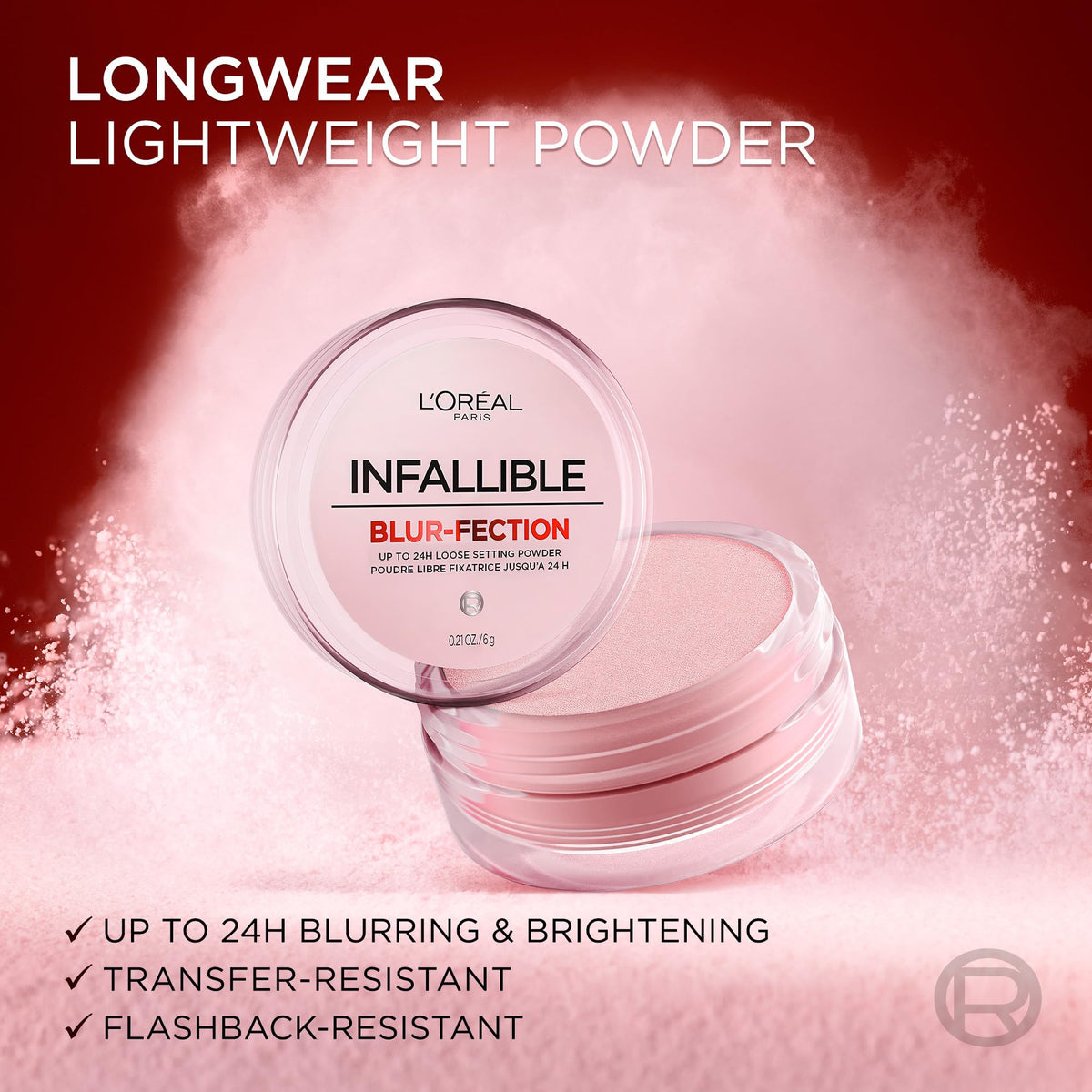 L'Oréal Paris Infallible Blur-Fection Loose Powder, 10 Light Pink, 6 g