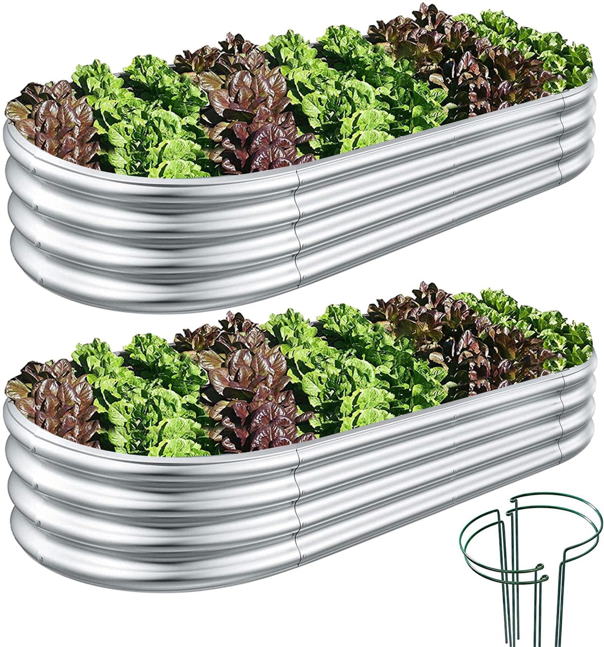 Coattoa Galvanized Raised Garden Bed, 6 x 3 x 1 ft, 2 Pcs
