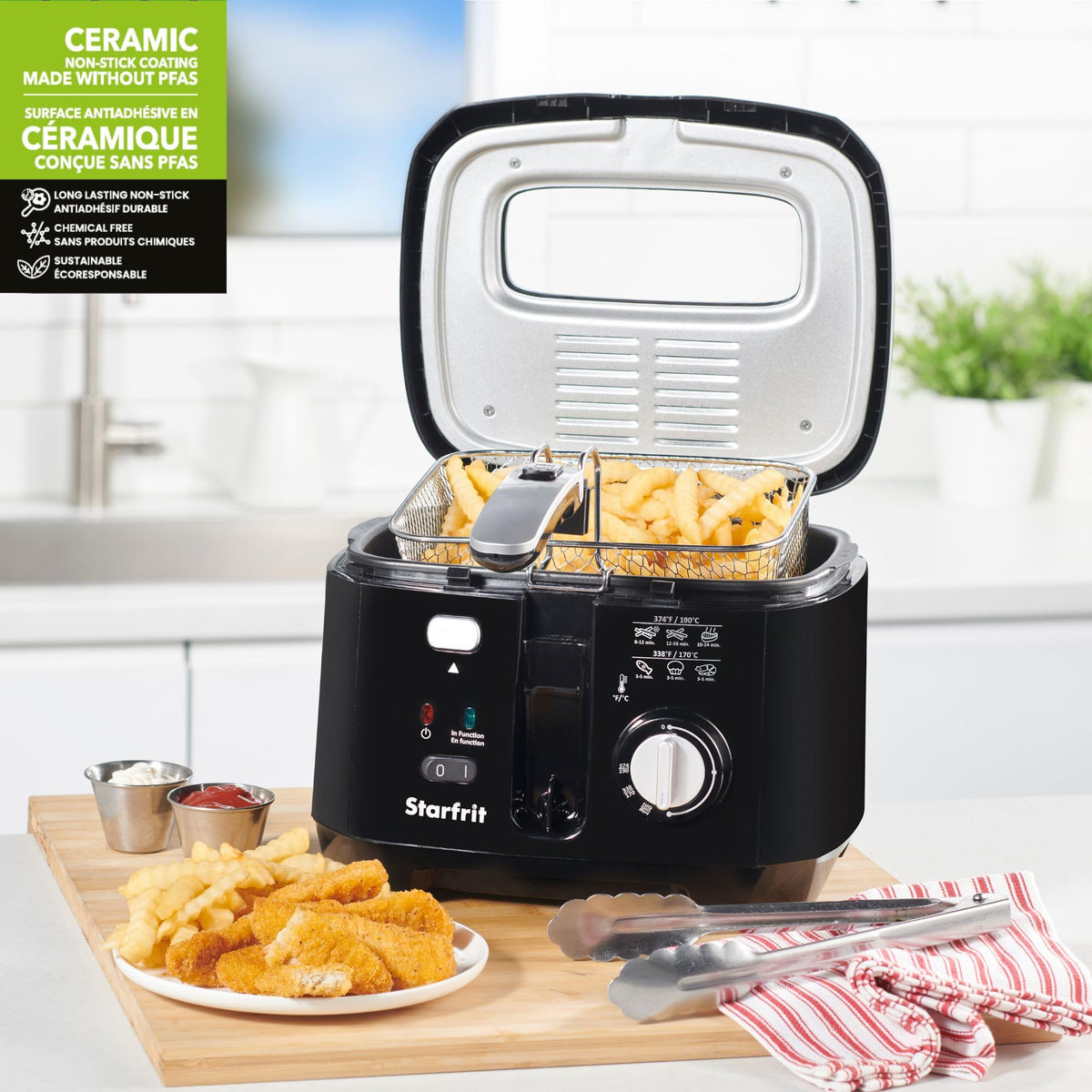 Starfrit Deep Fryer, 2.5L Capacity, Ceramic Bowl, Black